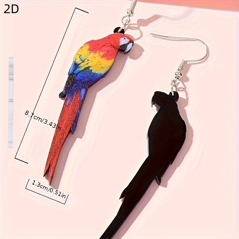 Women's Bohemian Parrot Print Drop Earrings, Fun Summer Style